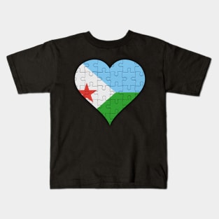 Djiboutian Jigsaw Puzzle Heart Design - Gift for Djiboutian With Djibouti Roots Kids T-Shirt